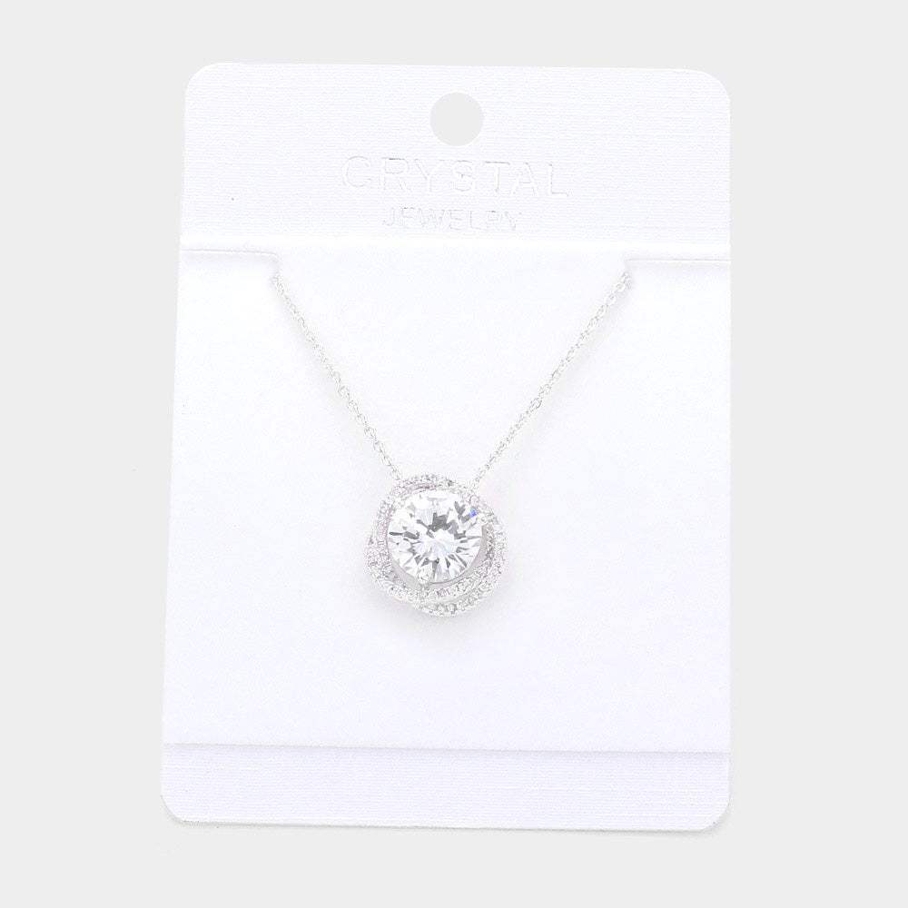 Round Stone Accented Pendant Necklace - Madeline Love - Flyclothing LLC