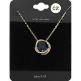 CZ Round Swirl Rim Pendant Necklace - Madeline Love - Flyclothing LLC