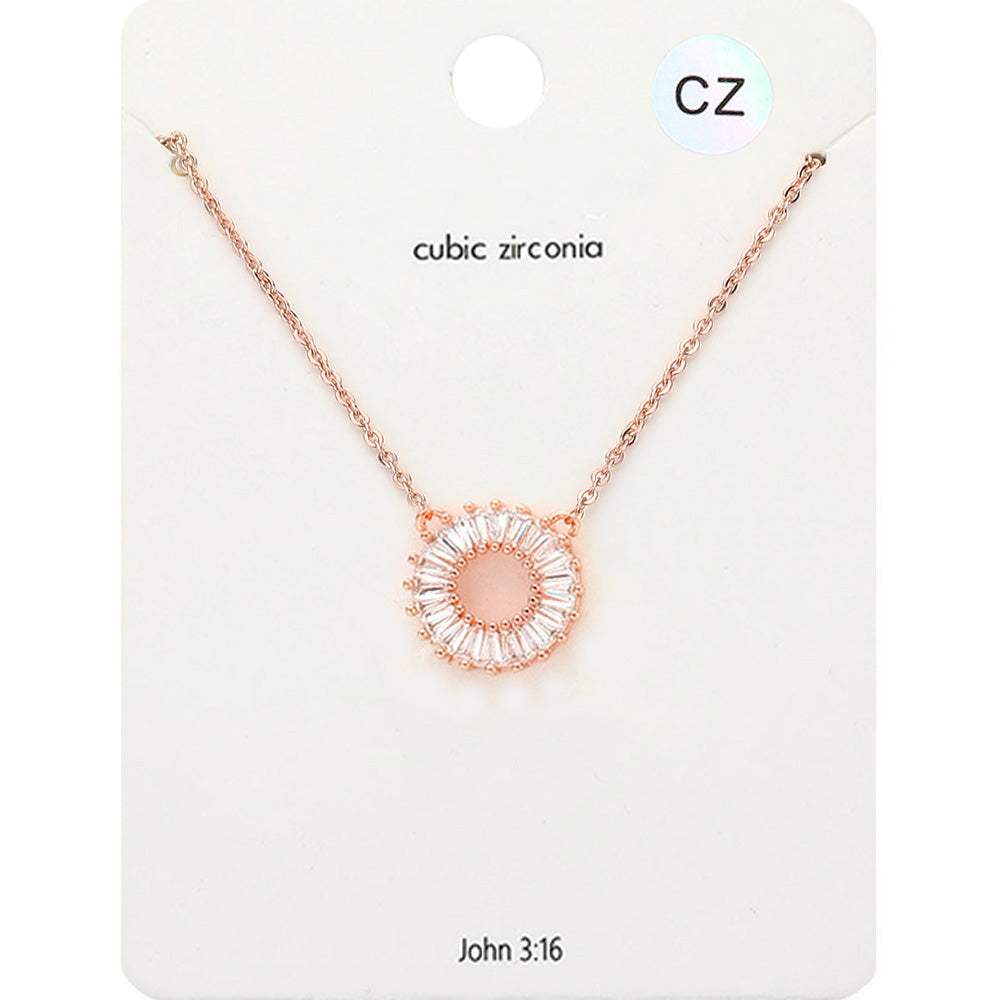 CZ Embellished Open Circle Pendant Necklace - Madeline Love - Flyclothing LLC