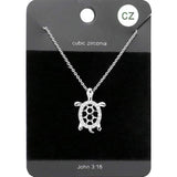 CZ Embellished Metal Turtle Pendant Necklace - Madeline Love - Flyclothing LLC