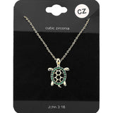 CZ Embellished Metal Turtle Pendant Necklace - Madeline Love - Flyclothing LLC