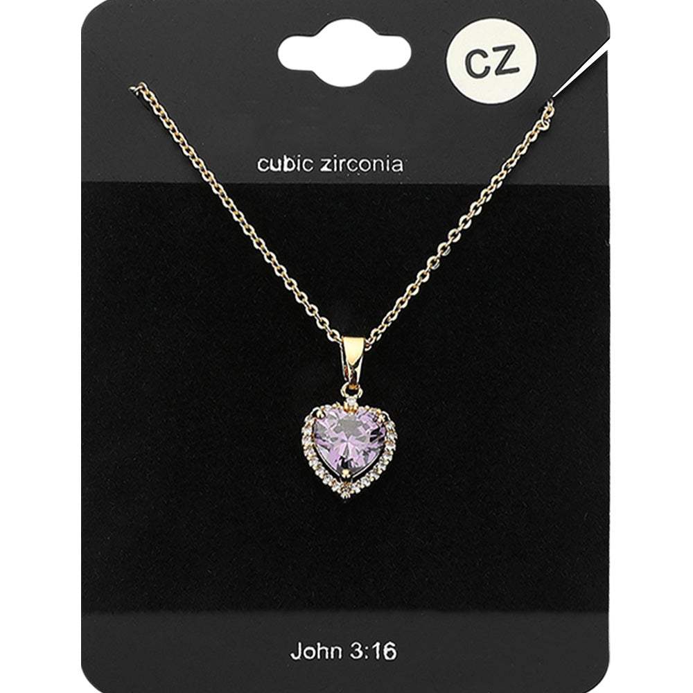 CZ Heart Stone Pendant Necklace - Madeline Love - Flyclothing LLC