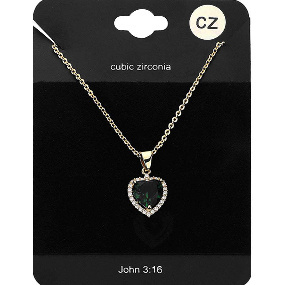 CZ Heart Stone Pendant Necklace - Madeline Love - Flyclothing LLC