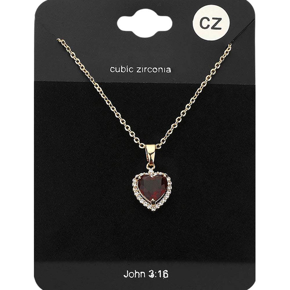 CZ Heart Stone Pendant Necklace - Madeline Love - Flyclothing LLC