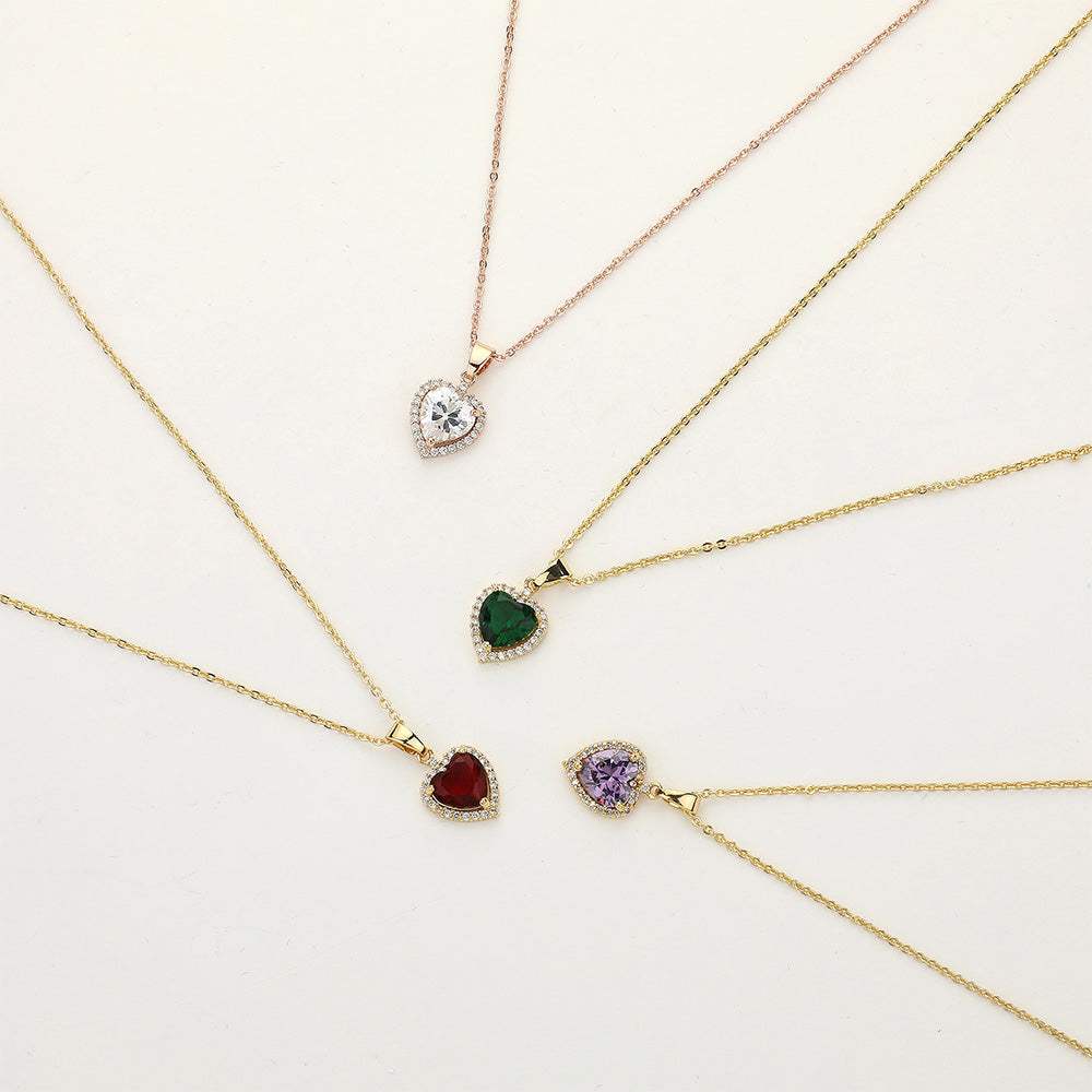 CZ Heart Stone Pendant Necklace - Madeline Love - Flyclothing LLC