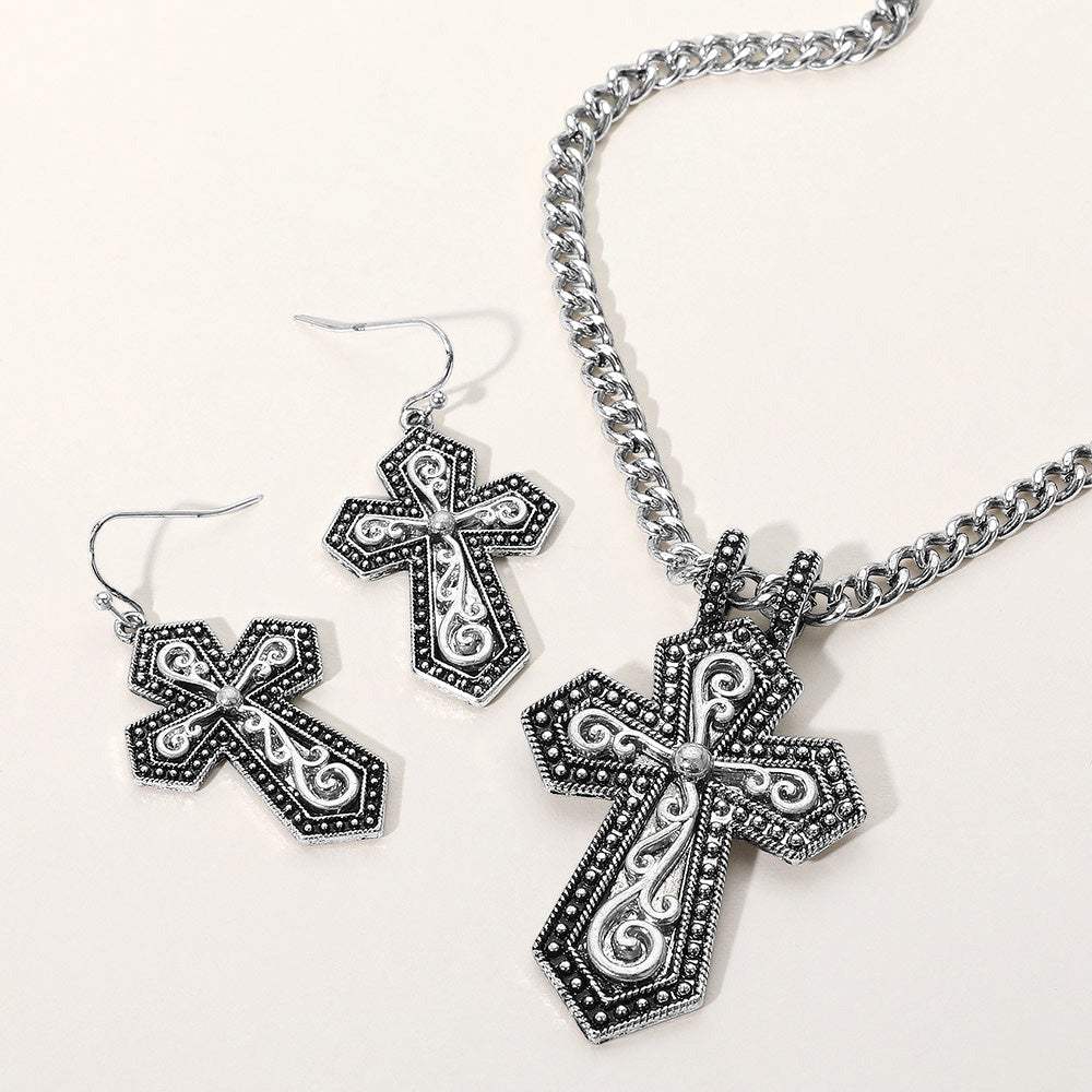 Two Tone Metal Intricate Scroll Pendant Necklace - Madeline Love - Flyclothing LLC