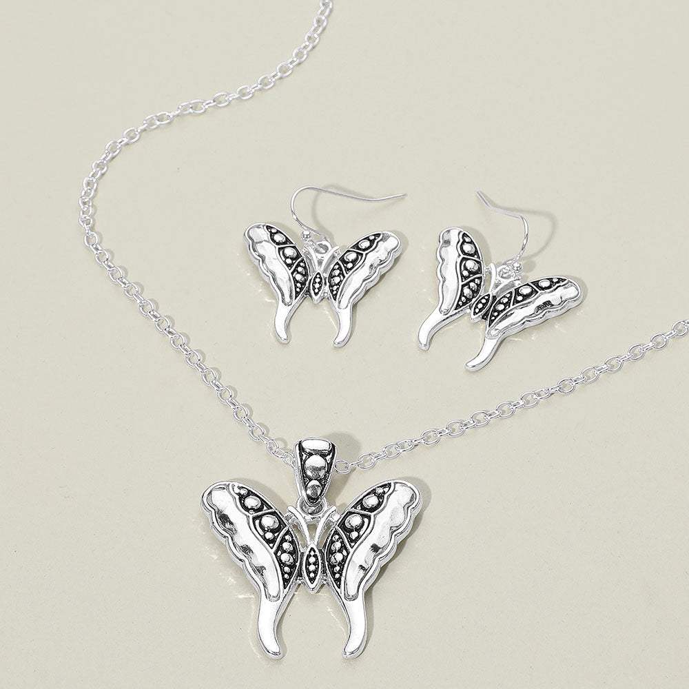 Antique Metal Butterfly Pendant Necklace - Madeline Love - Flyclothing LLC