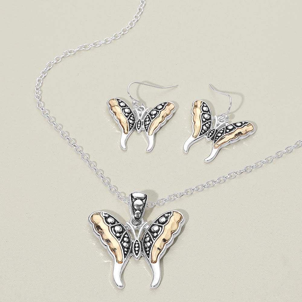 Antique Metal Butterfly Pendant Necklace - Madeline Love - Flyclothing LLC