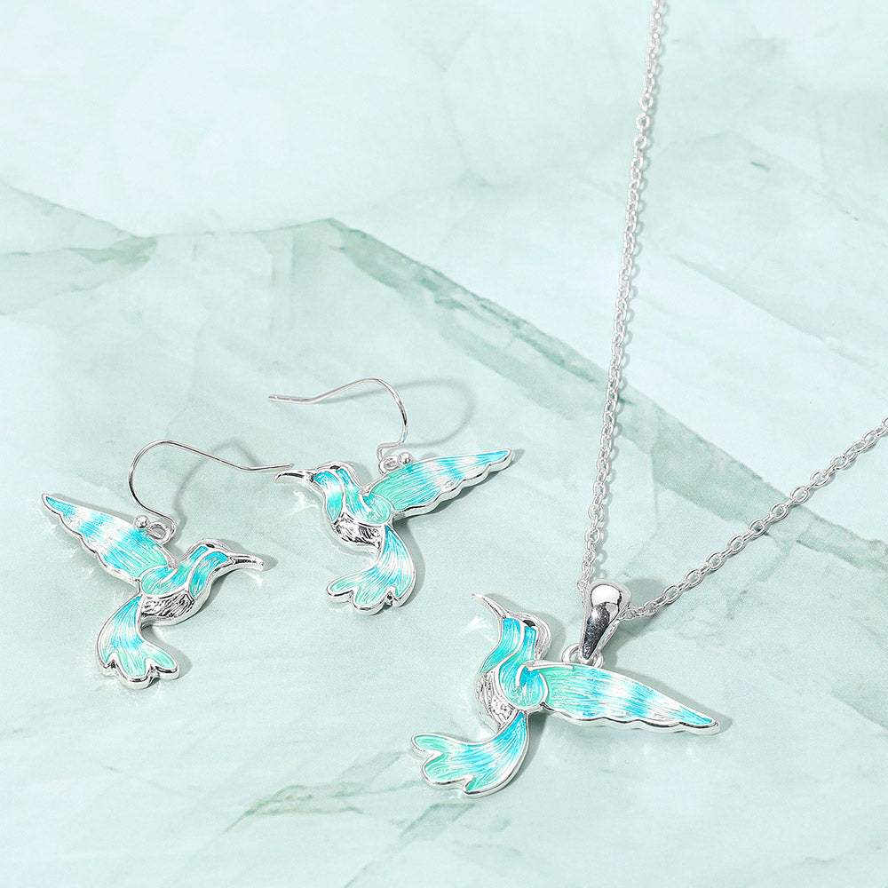 Enamel Hummingbird Pendant Necklace - Madeline Love - Flyclothing LLC