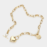 Metal Heart Pendant Live Your Dream Message Charm Chain Toggle Necklace - Madeline Love - Flyclothing LLC