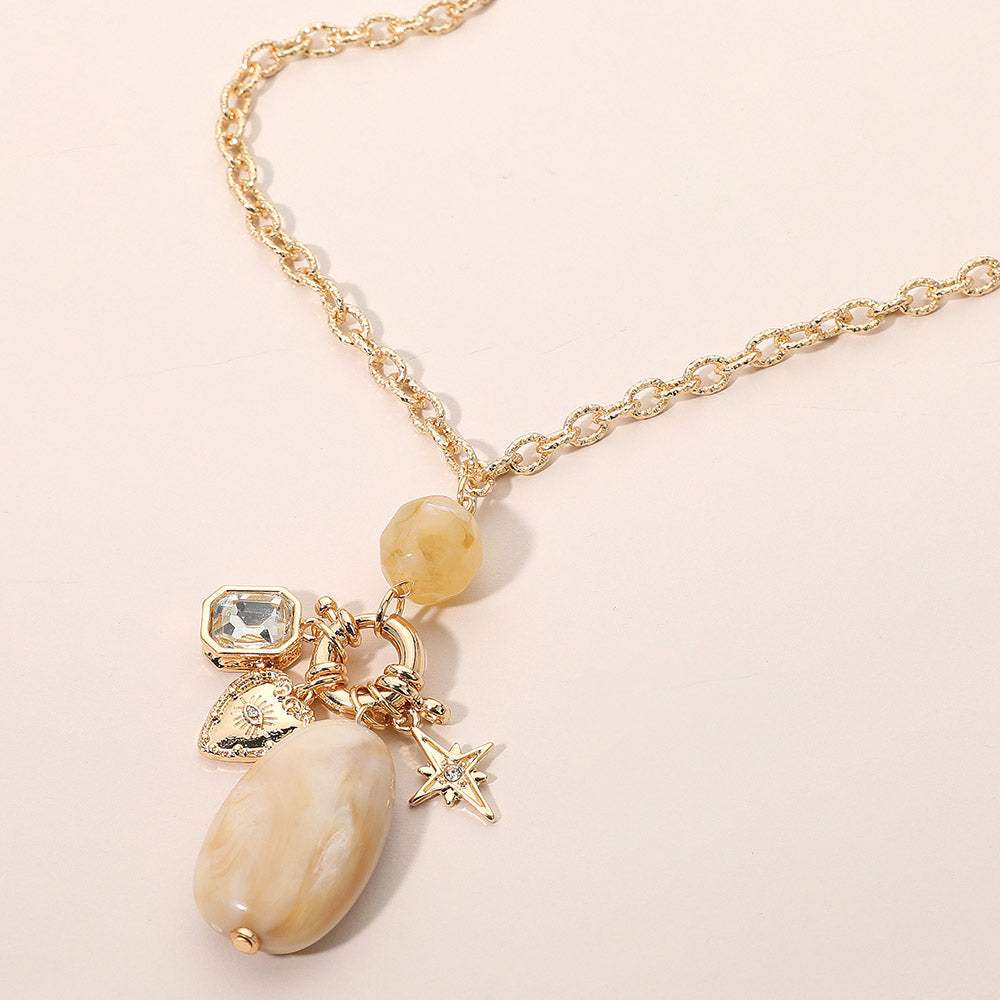 Marbled Resin Stone Evil Eye Heart Star Charm Pendant Necklace - Madeline Love - Flyclothing LLC
