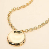 Polished Metal Organic Round Pendant Chunky Chain Necklace - Madeline Love - Flyclothing LLC