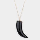 Natural Stone Horn Pendant Long Necklace - Madeline Love - Flyclothing LLC