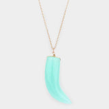 Natural Stone Horn Pendant Long Necklace - Madeline Love - Flyclothing LLC