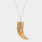 Natural Stone Horn Pendant Long Necklace - Madeline Love - Flyclothing LLC