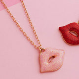 Glittered Lips Pendant Necklace - Madeline Love - Flyclothing LLC