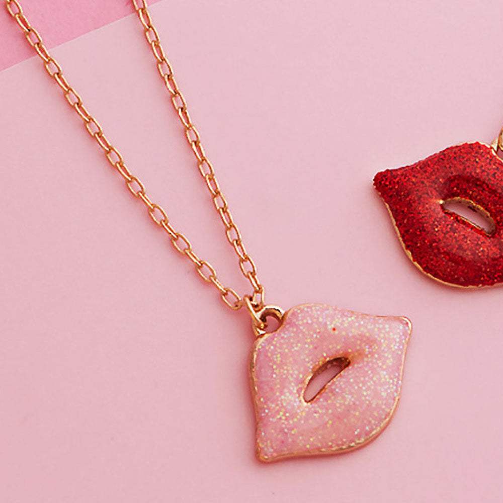 Glittered Lips Pendant Necklace - Madeline Love - Flyclothing LLC