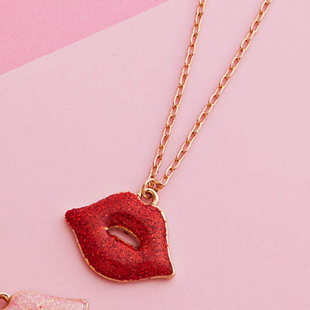 Glittered Lips Pendant Necklace - Madeline Love - Flyclothing LLC
