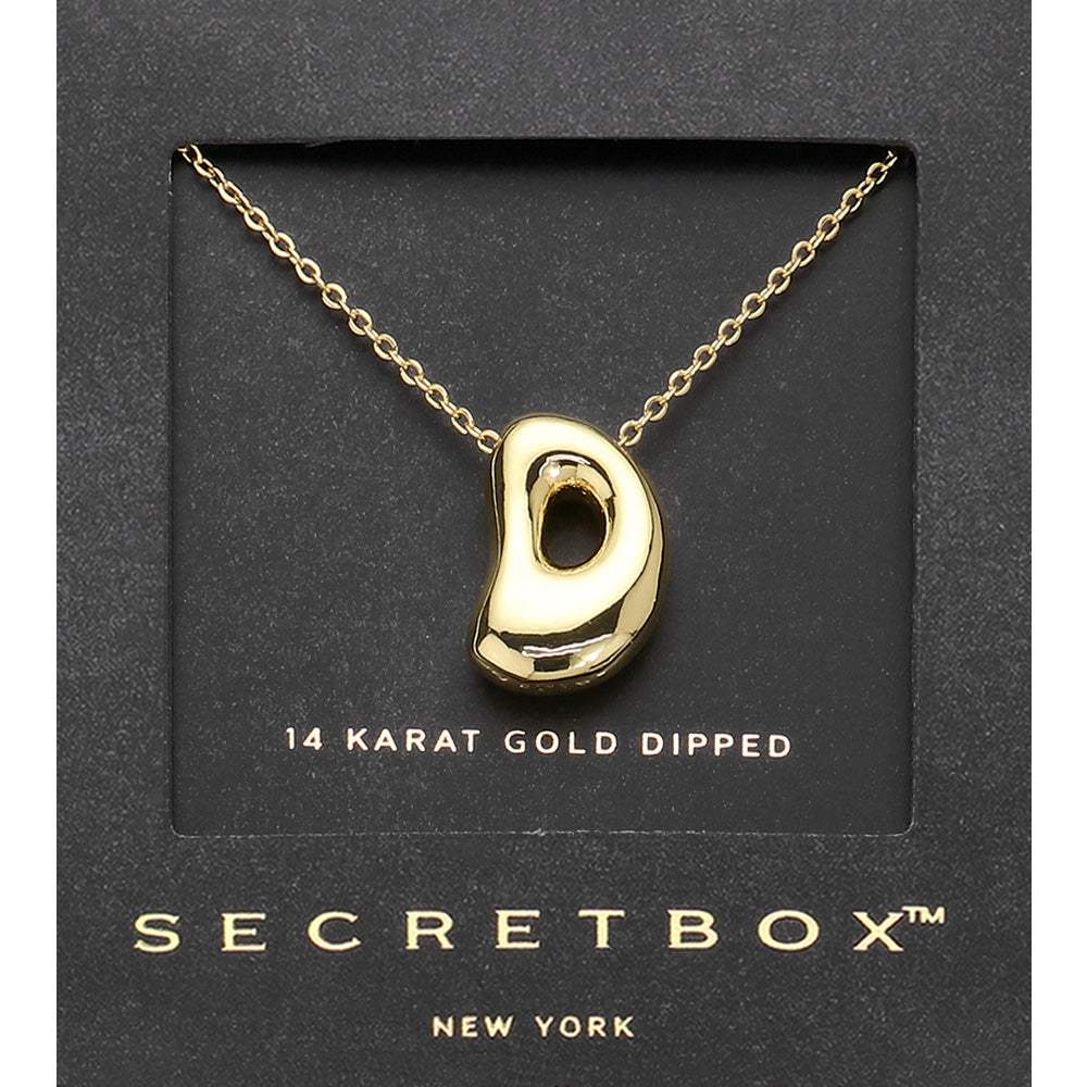 SECRET BOX_ -D- 14K Gold Dipped Bubble Initial Monogram Pendant Necklace - Madeline Love - Flyclothing LLC