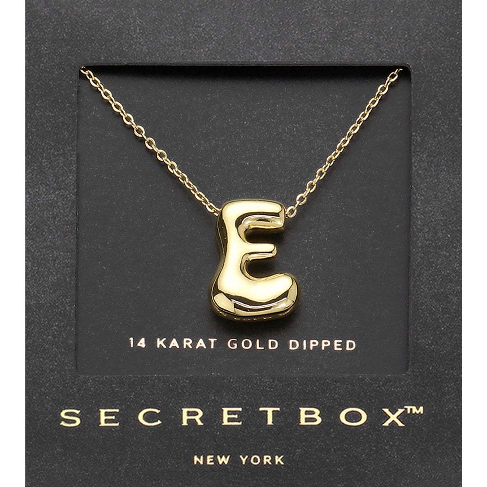 SECRET BOX_ -E- 14K Gold Dipped Bubble Initial Monogram Pendant Necklace - Madeline Love - Flyclothing LLC