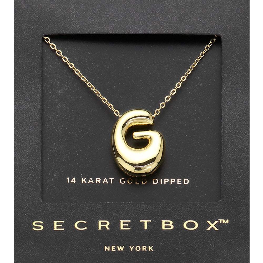 SECRET BOX_ -G- 14K Gold Dipped Bubble Initial Monogram Pendant Necklace - Madeline Love - Flyclothing LLC
