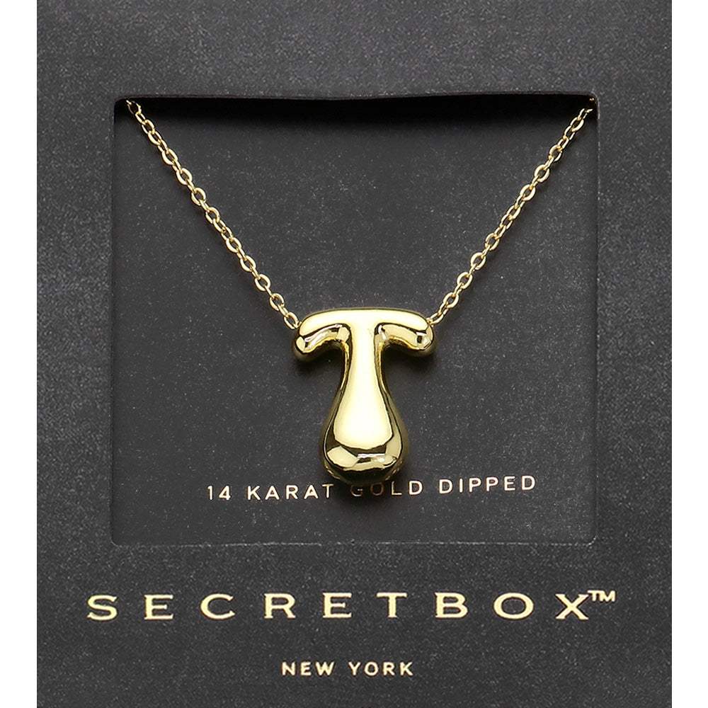 SECRET BOX_ -T- 14K Gold Dipped Bubble Initial Monogram Pendant Necklace - Madeline Love - Flyclothing LLC