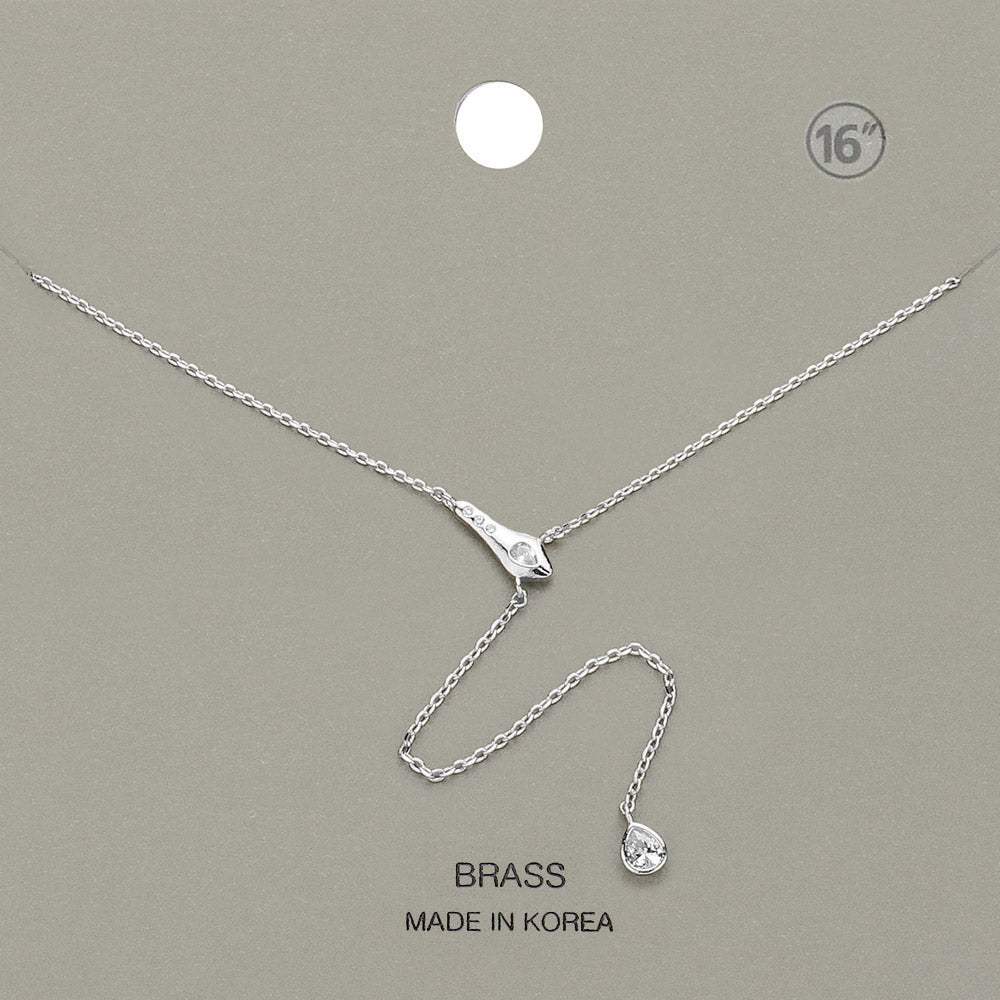 Stone Paved Snake Pendant Teardrop Stone Drop Y Necklace - Madeline Love - Flyclothing LLC