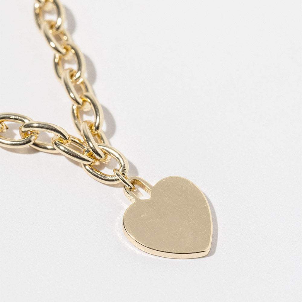 Gold Dipped Chunky Chain Heart Pendant Necklace - Madeline Love - Flyclothing LLC