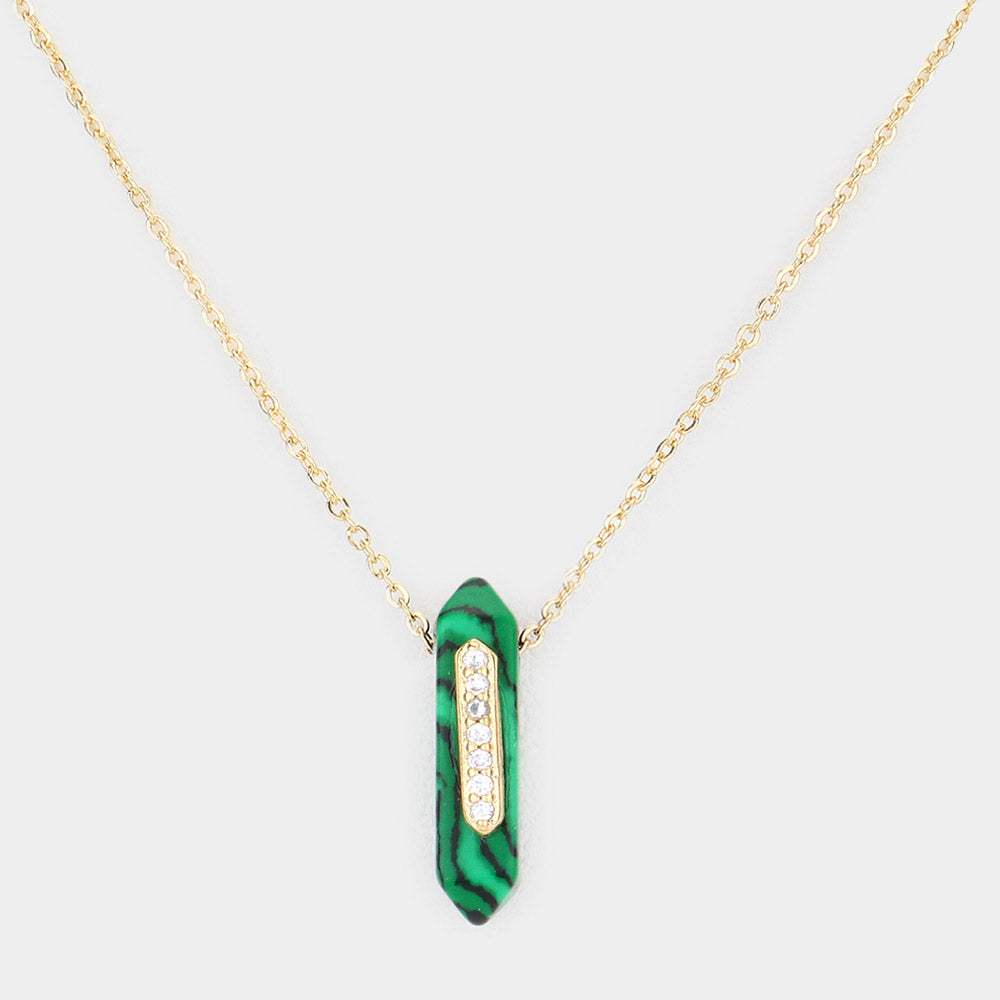 Semi Precious Natural Stone Pendant Necklace - Madeline Love - Flyclothing LLC