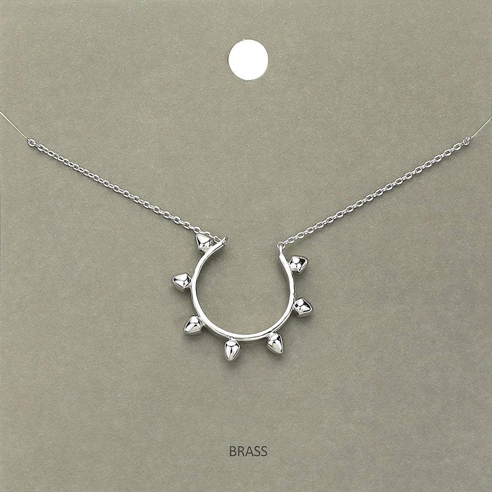 Brass Metal Spike Open Circle Pendant Necklace - Madeline Love - Flyclothing LLC