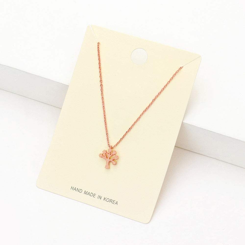 Textured matte metal tree of life pendant necklace - Madeline Love - Flyclothing LLC