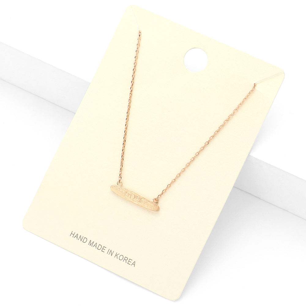 "Hope" textured matte metal message bar pendant necklace - Madeline Love - Flyclothing LLC