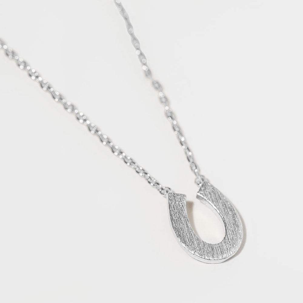 White Gold Dipped Horseshoe Pendant Necklace - Madeline Love - Flyclothing LLC