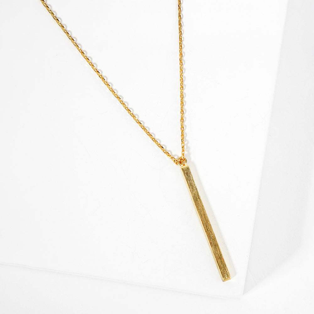Gold Dipped Metal Bar Pendant Necklace - Madeline Love - Flyclothing LLC