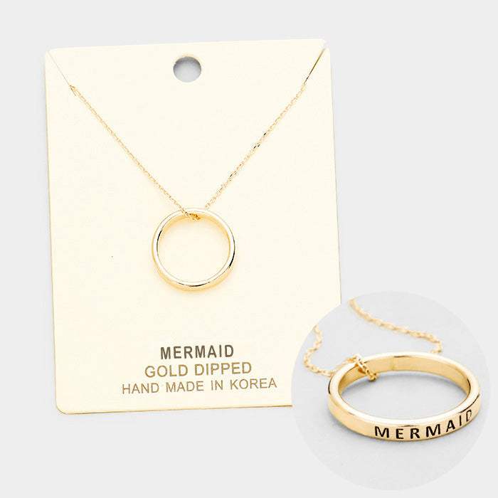 'Mermaid' Gold Dipped Ring Metal Pendant Necklace - Madeline Love - Flyclothing LLC
