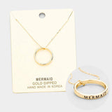 'Mermaid' Gold Dipped Ring Metal Pendant Necklace - Madeline Love - Flyclothing LLC