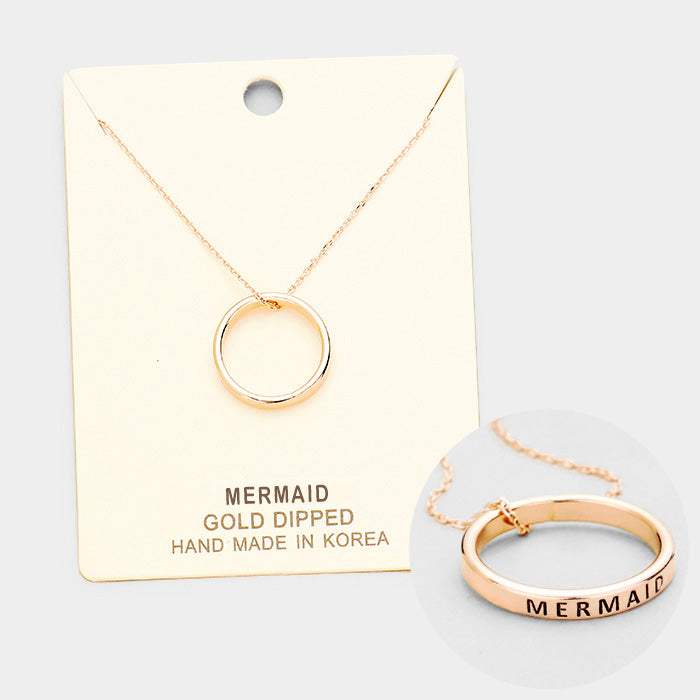 'Mermaid' Gold Dipped Ring Metal Pendant Necklace - Madeline Love - Flyclothing LLC