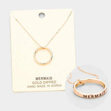 'Mermaid' Gold Dipped Ring Metal Pendant Necklace - Madeline Love - Flyclothing LLC