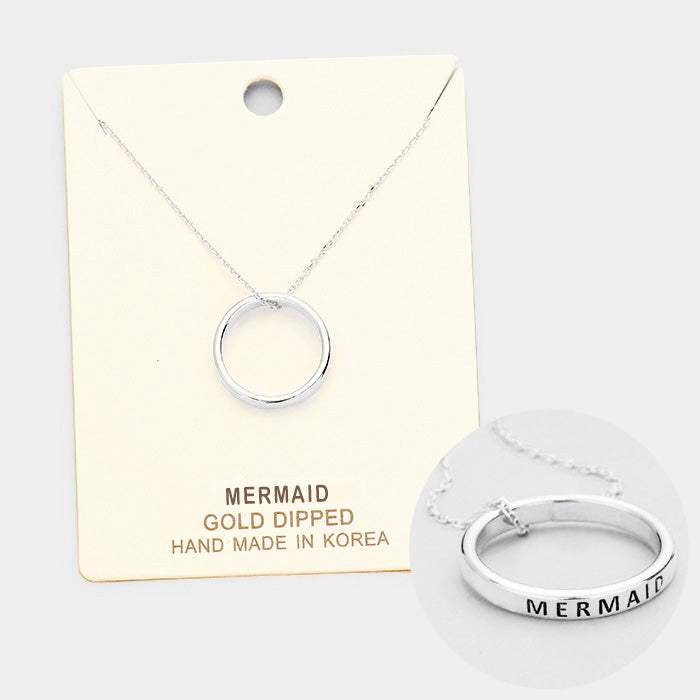 'Mermaid' Gold Dipped Ring Metal Pendant Necklace - Madeline Love - Flyclothing LLC