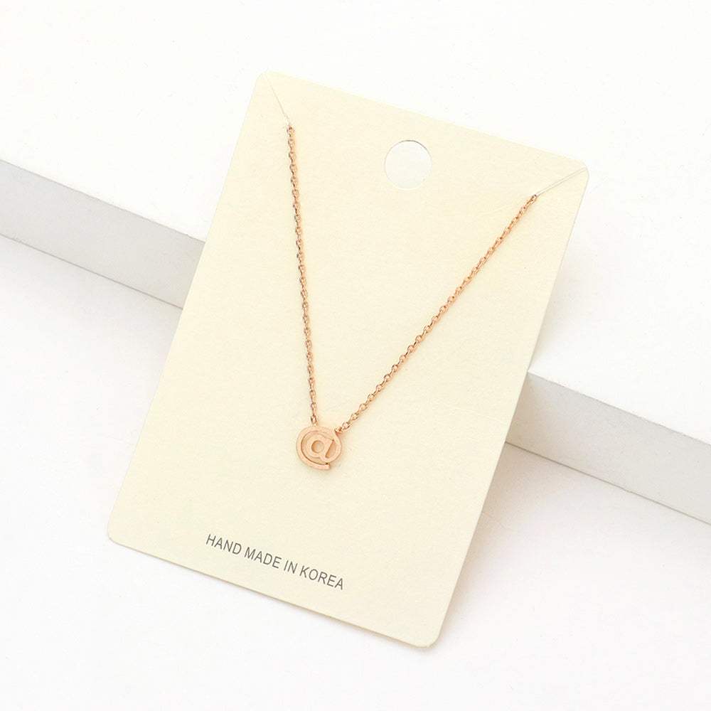 Textured Matte Metal AT Symbol Pendant Necklace - Madeline Love - Flyclothing LLC