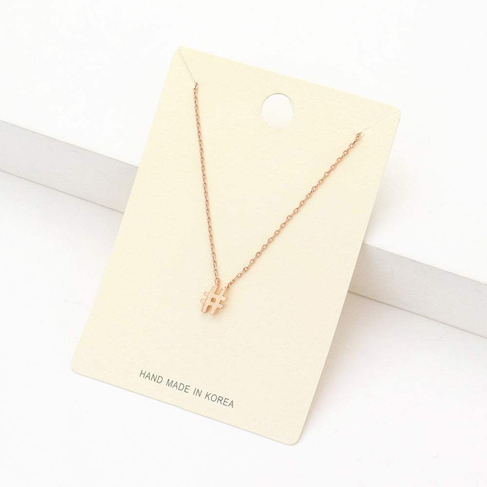 Textured matte metal hashtag pendant necklace - Madeline Love - Flyclothing LLC