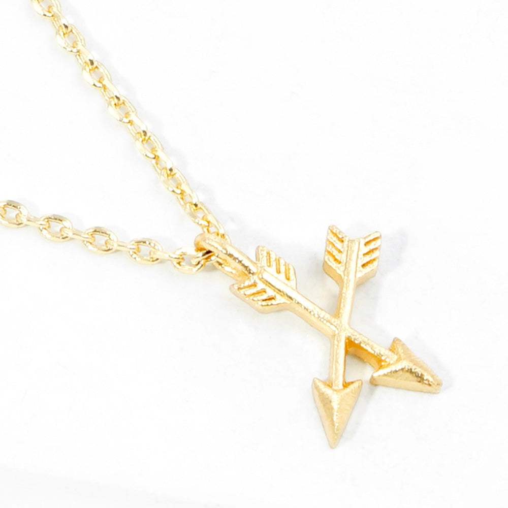 Matte Metal Double Arrow Pendant Necklace - Madeline Love - Flyclothing LLC