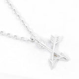 Matte Metal Double Arrow Pendant Necklace - Madeline Love - Flyclothing LLC