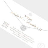 Virgo Gold Dipped CZ Zodiac Sign Metal Disc Pendant Necklace - Madeline Love - Flyclothing LLC