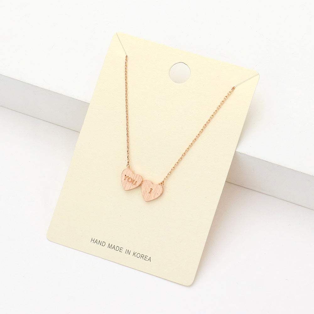 You I Message Metal Double Heart Pendant Necklace - Madeline Love - Flyclothing LLC