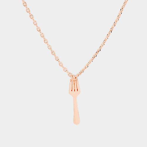 Brass Fork Pendant Necklace - Madeline Love - Flyclothing LLC