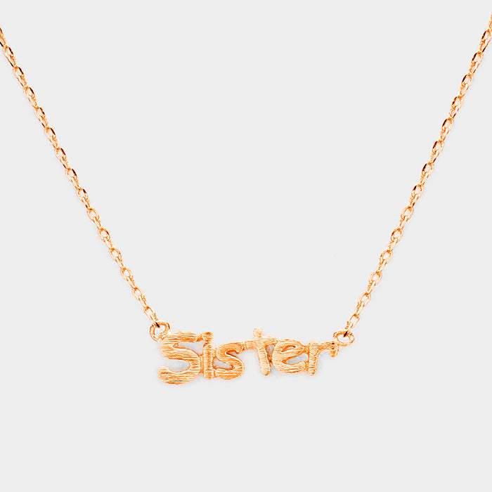 Sister" Brass Oval Metal Pendant Necklace - Madeline Love - Flyclothing LLC