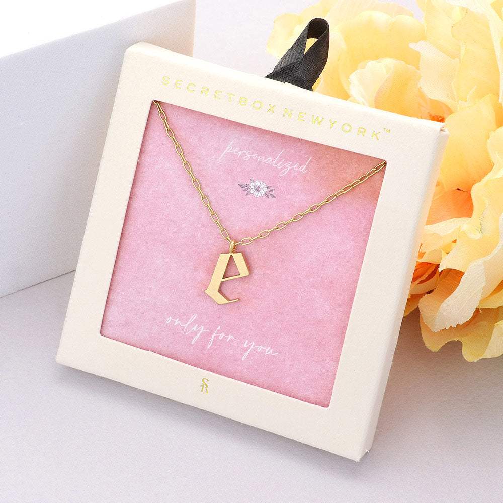 Secret Box -E- Initial Monogram Metal Pendant Necklace - Madeline Love - Flyclothing LLC