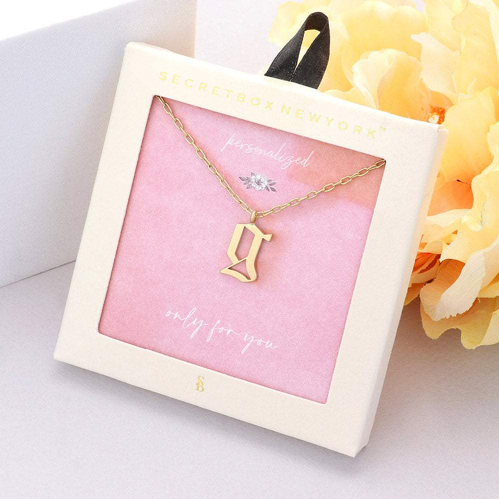 Secret Box -G- Initial Monogram Metal Pendant Necklace - Madeline Love - Flyclothing LLC