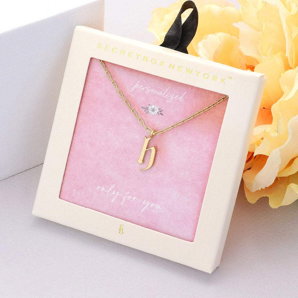Secret Box -H- Initial Monogram Metal Pendant Necklace - Madeline Love - Flyclothing LLC
